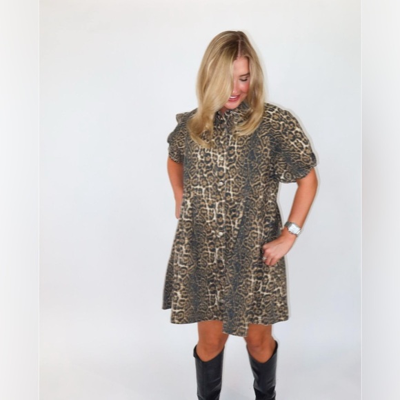 ENTRO Leopard Denim Dress - Picture 5 of 13